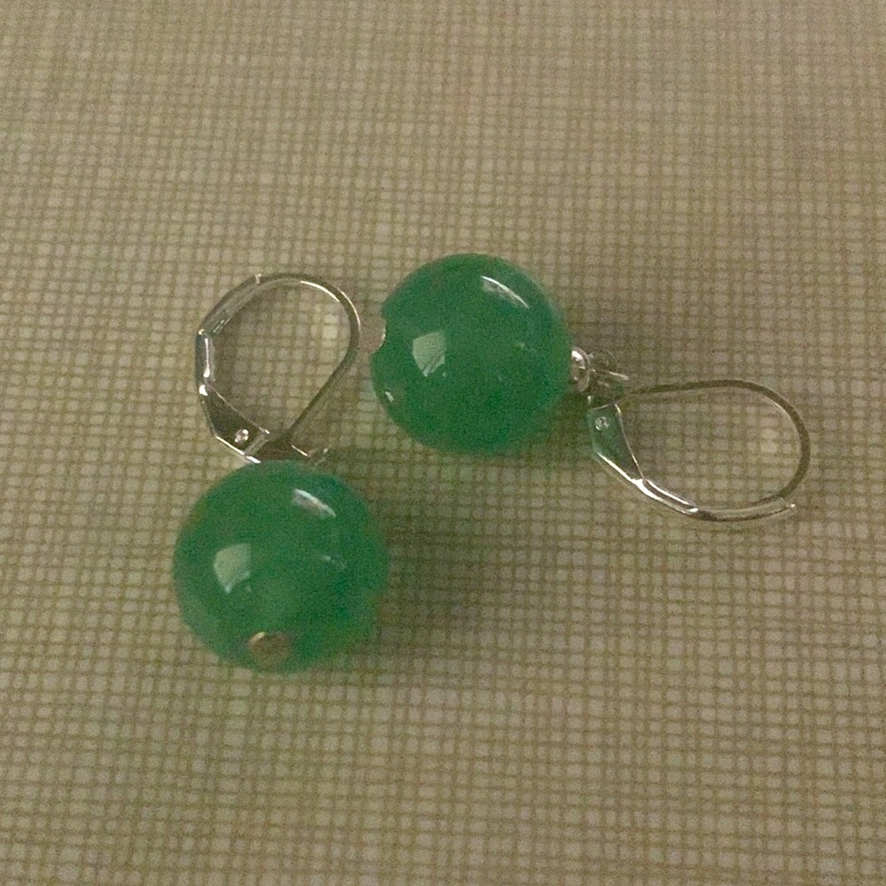 New Jade ball shaped earrings dangle classy pretty